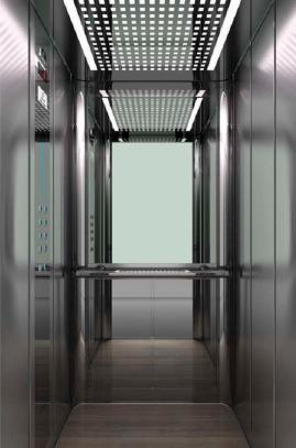 Mirror-finish lift cabin design from the MAS LIFTS brochure