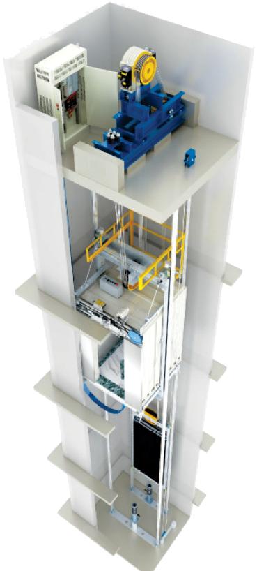 Lift system cutaway illustration from the MAS LIFTS brochure